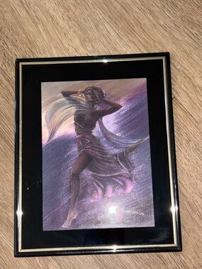 Vintage Ferraro Framed Art oil foil African American Woman Wall Decor 90s